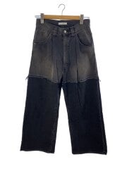 画像：2TONE BAGGY DENIM PANTS/汚し加工/1/コットン/BLK/Jie-23W-PT02